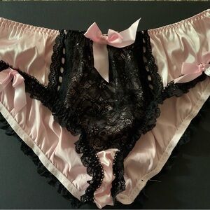 Elegant Pink and Black Lace Lingerie Set